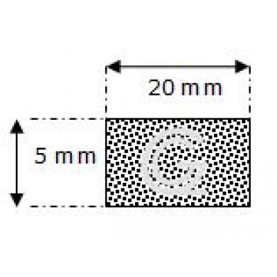 Rechthoekig mosrubber snoer | 5 x 20 mm | per meter